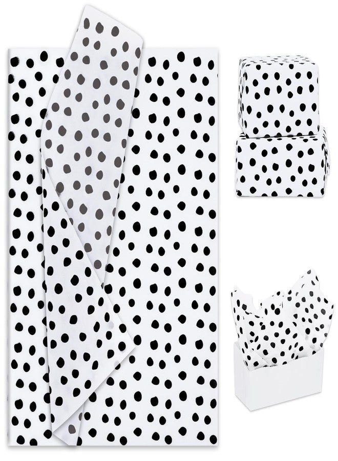 Whaline 100Pcs White Black Dot Tissue Paper Gift Wrapping Paper DIY Art Craft Paper for Birthday Wedding Baby Shower Party Gift Decor, 14 x 20 Inch - Image 1